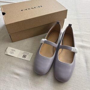 New Coach C Rivet Mary Jane Flats Lilac Leather Shoes Women’s 6